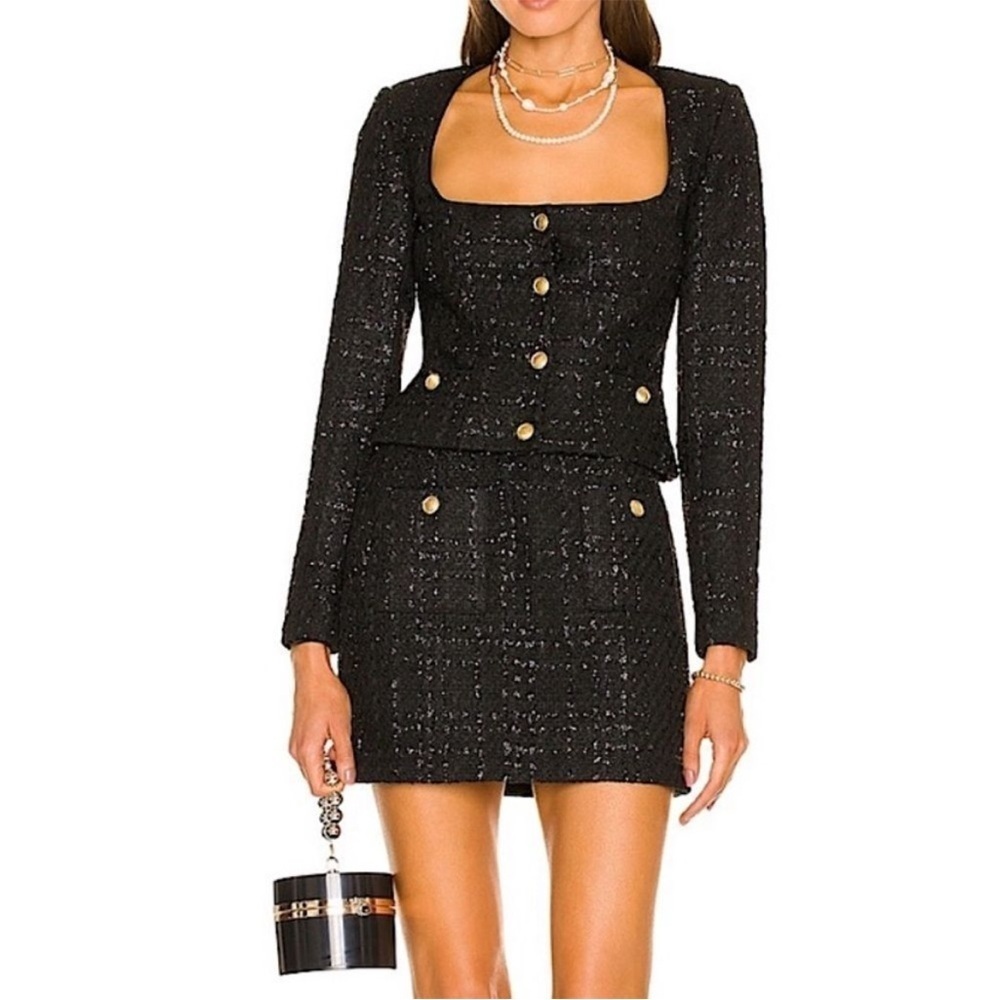 Revolve Assignment Bianca Jacket in Black Tweed R… - image 1
